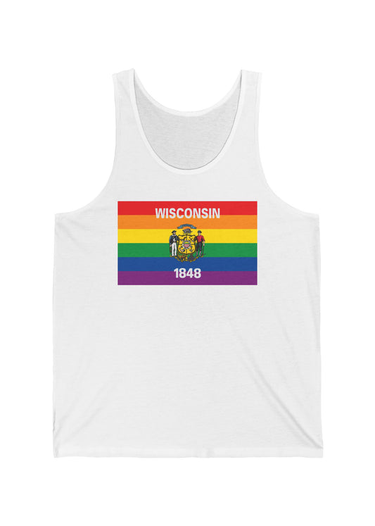 Wisconsin Rainbow Pride Flag Jersey Tank