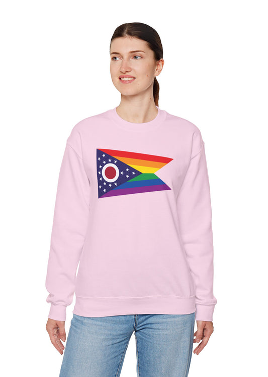 Ohio Rainbow Pride Flag Unisex Crewneck Sweatshirt—White, Black or Light Pink