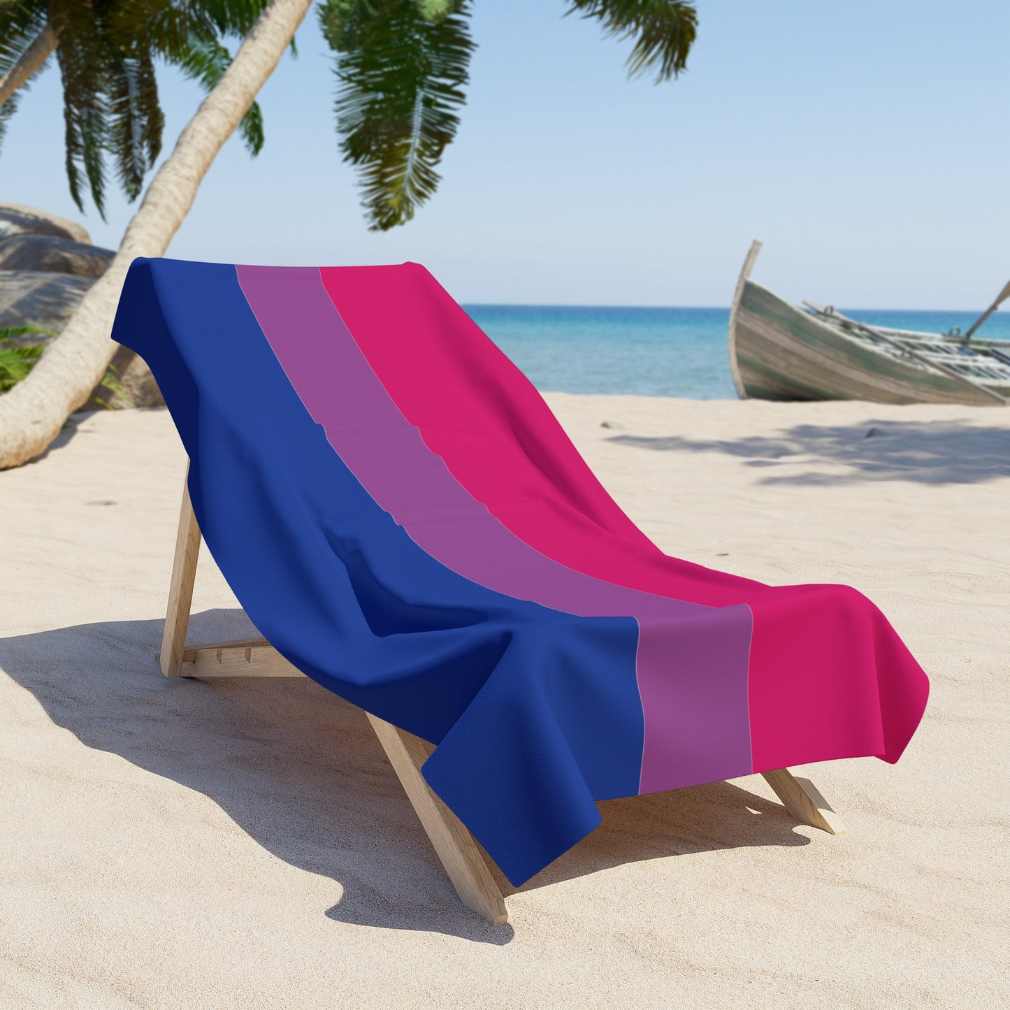 Bisexual Pride Flag Beach Towel - horizontal stripe deco