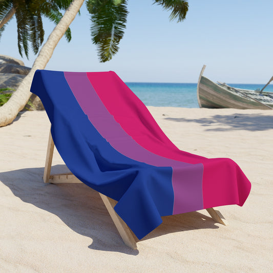 Bisexual Pride Flag Beach Towel - horizontal stripe deco