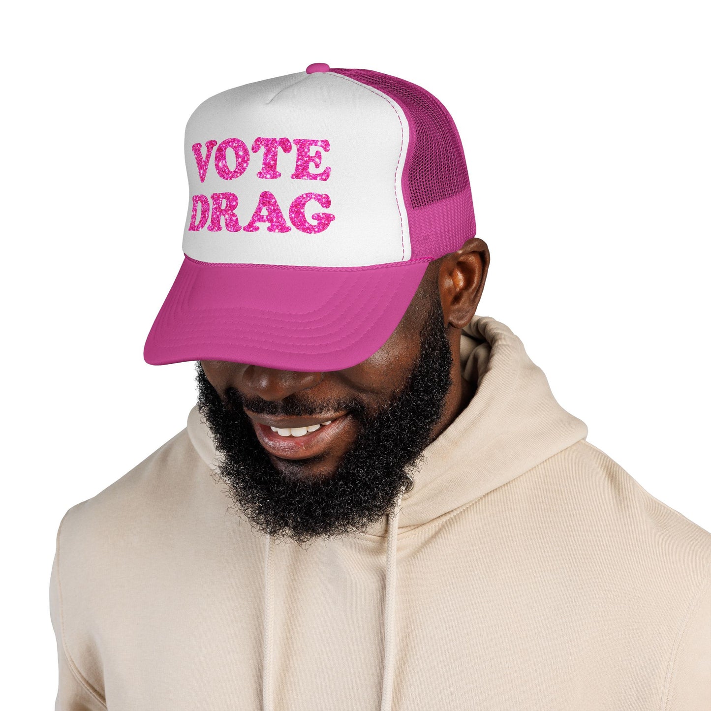 VOTE DRAG Trucker Cap — Drag Visibility & Creative Freedom Statement Hat