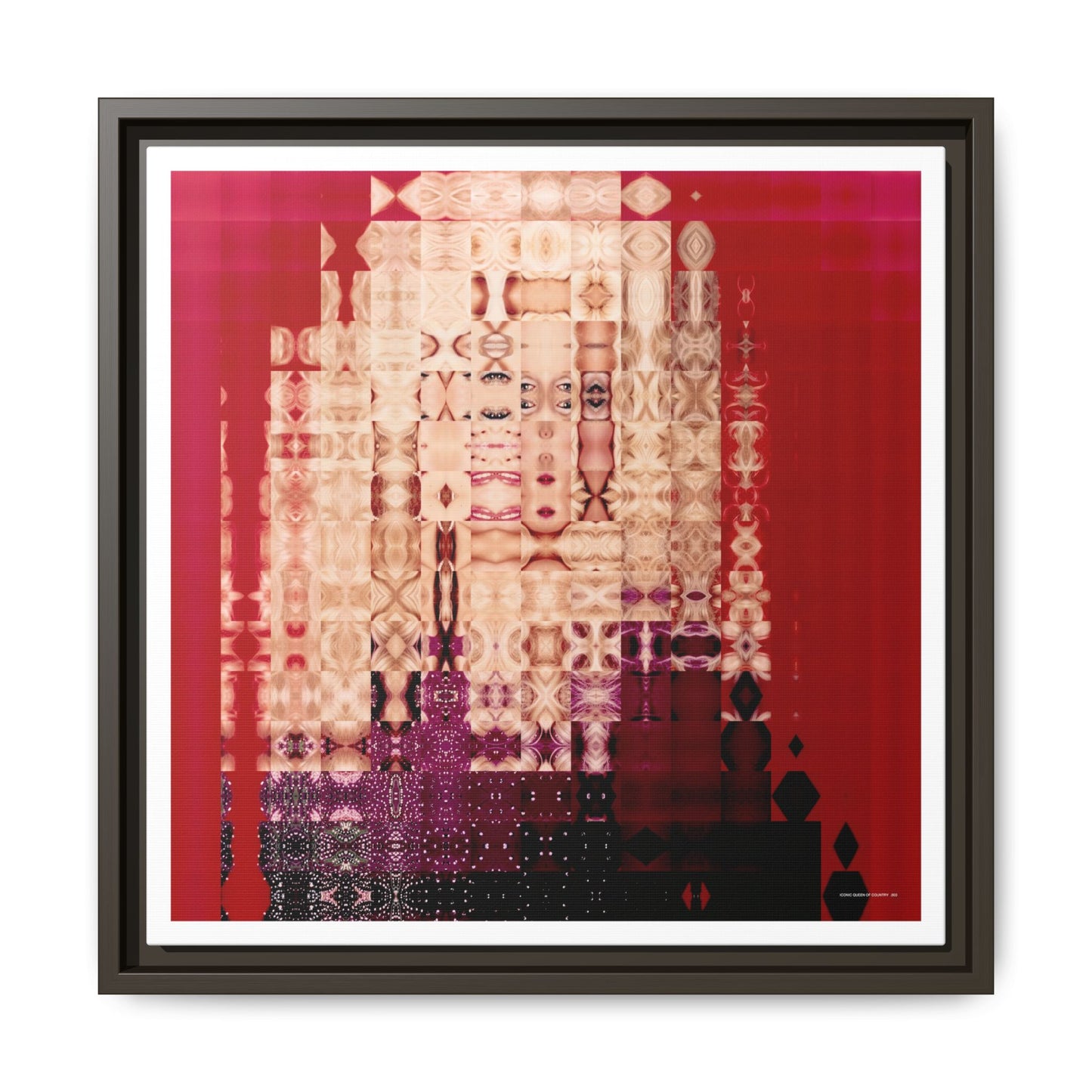 Iconic Queen of Country III, Dolly Abstract Portrait Collage Art — Matte Canvas, Framed (Multi-color options)