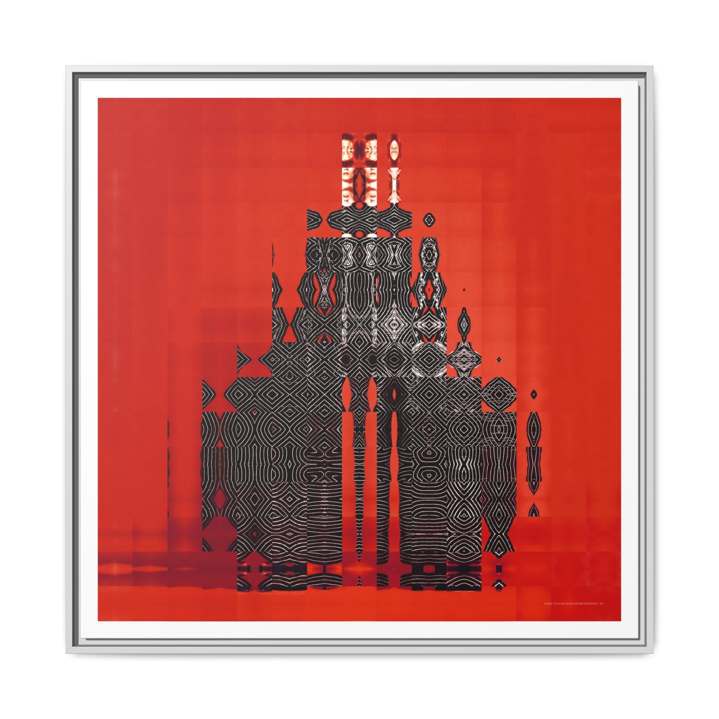 Iconic 70s Alien Glam Rocker Spacesuit Abstract Portrait Collage Art — Matte Canvas, Framed (Multi-color options)