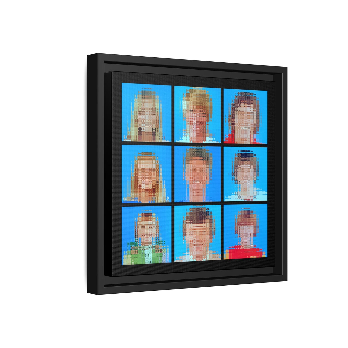 America's Iconic Mid-Century TV Family, Abstract Portrait Collage Art — Matte Canvas, Framed (Multi-color options)