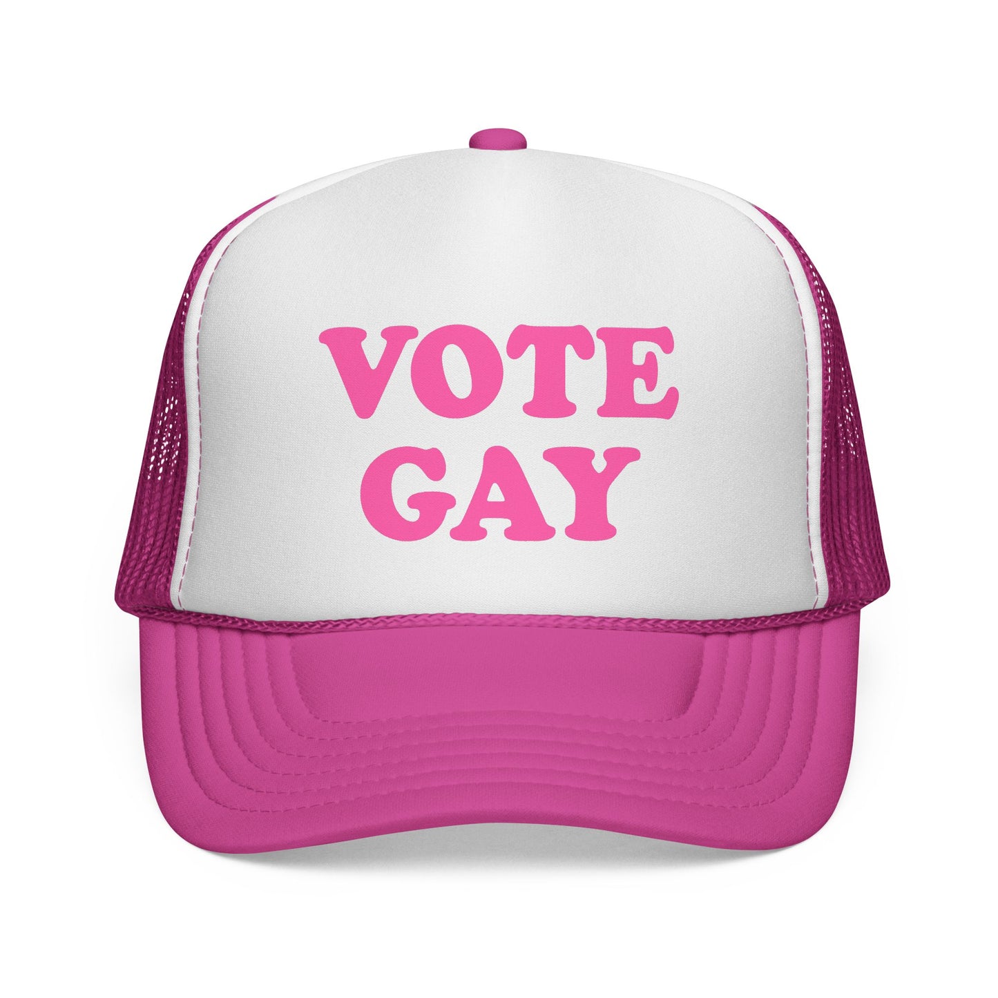 VOTE GAY Trucker Cap — LGBTQIA+ Rights & Equality Statement Hat