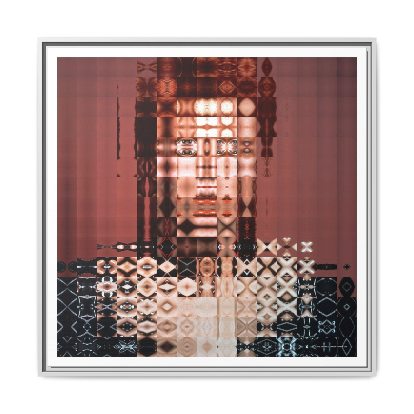 Iconic 70s Alien Glam Rock Starman Abstract Portrait Collage Art — Matte Canvas, Framed (Multi-color options)