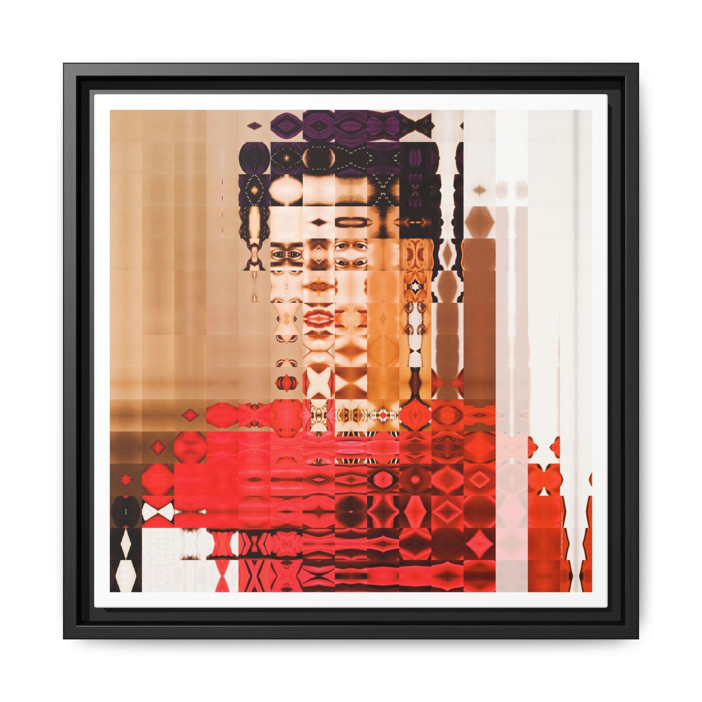 Iconic Feminist Artist Frida Kahlo 2 Abstract Portrait Collage Art — Matte Canvas, Framed (Multi-color options)