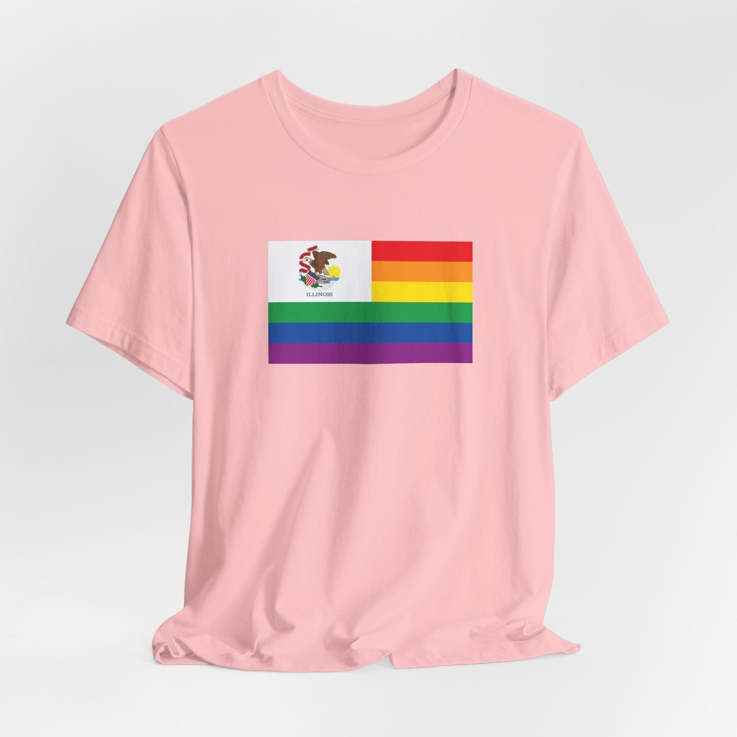 Illinois Rainbow Pride Flag T-shirt, Several Color Options