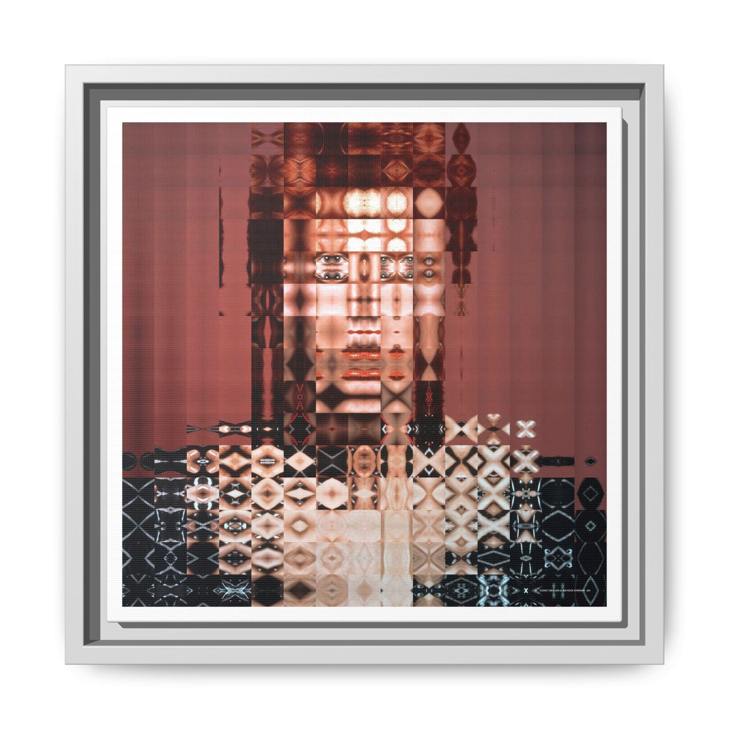 Iconic 70s Alien Glam Rock Starman Abstract Portrait Collage Art — Matte Canvas, Framed (Multi-color options)