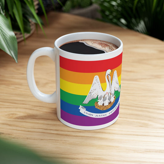 Louisiana Rainbow Pride Flag "UNITED" Ceramic Mug