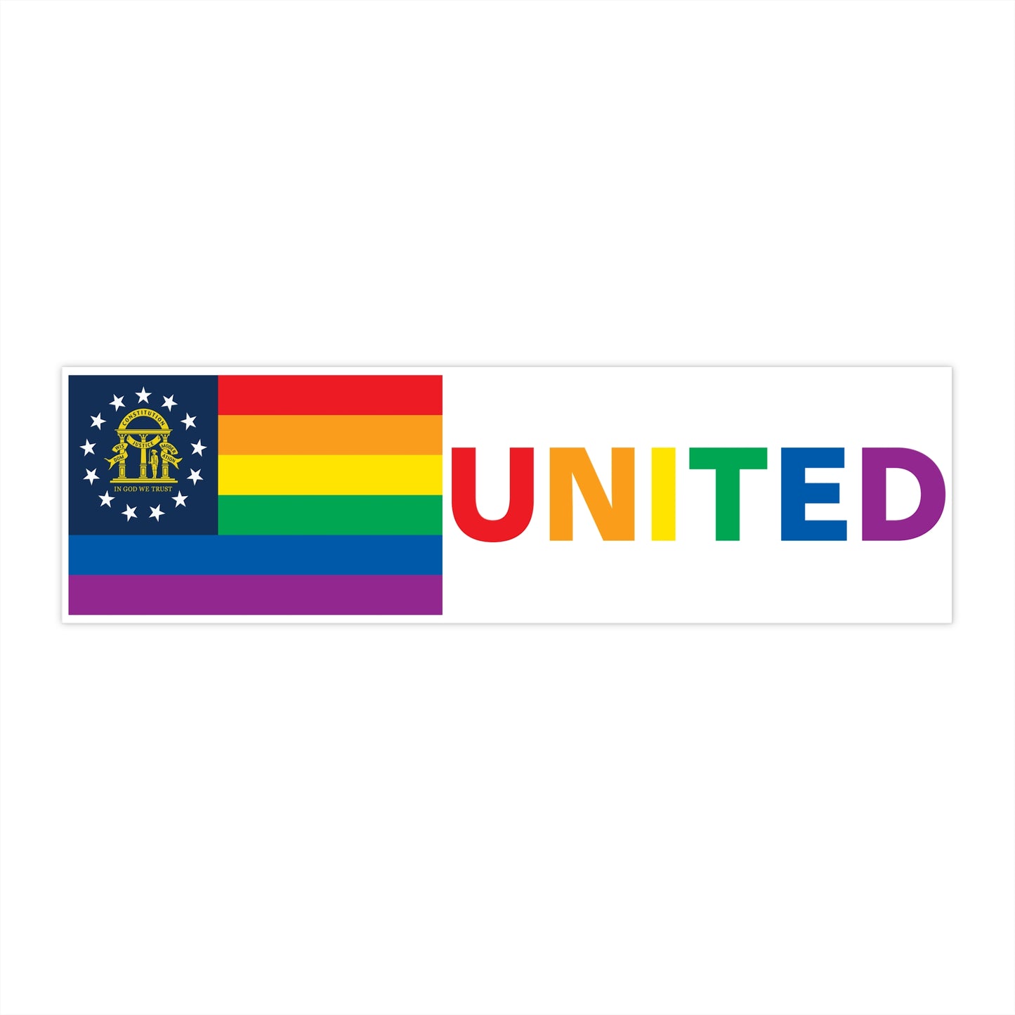 Georgia Rainbow Pride Flag "UNITED" Bumper Sticker