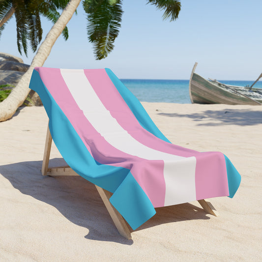 Transgender Pride Flag Beach Towel - horizontal stripe deco