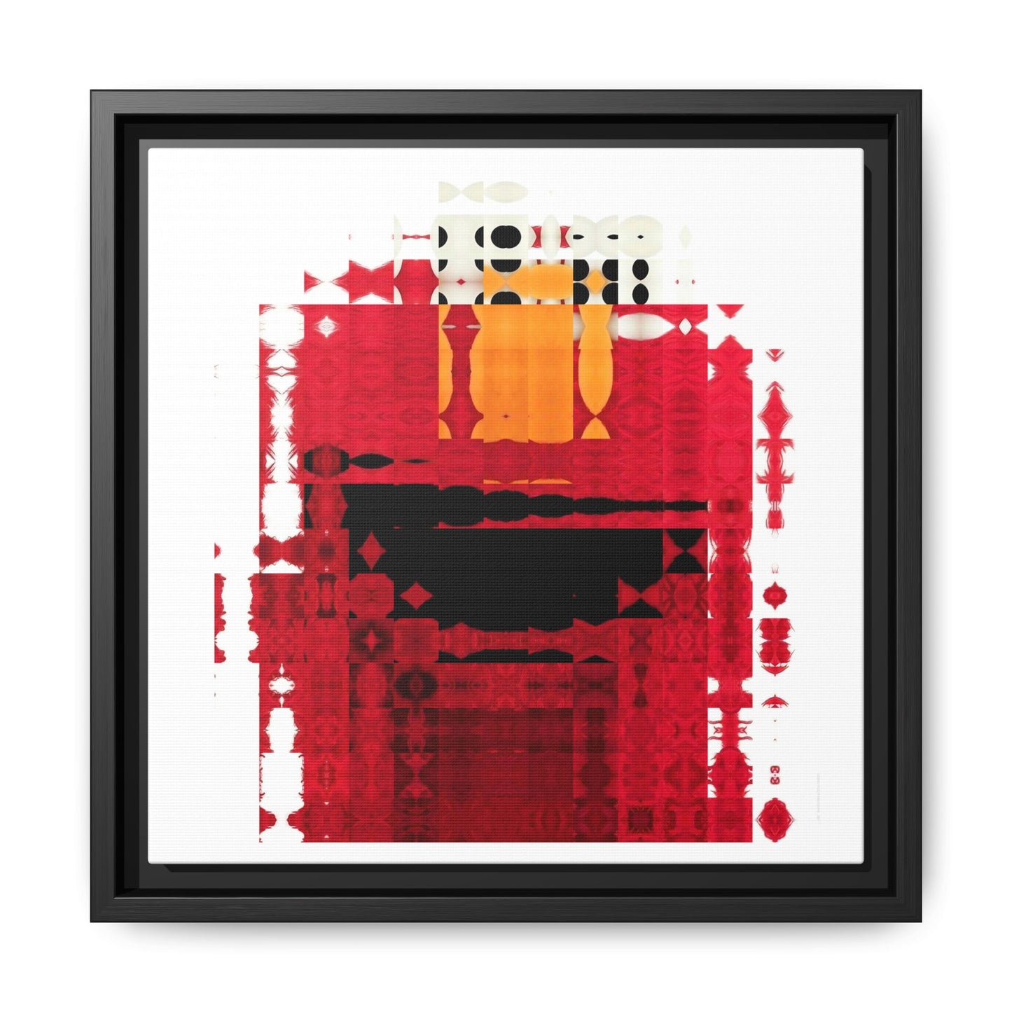 Iconic Fuzzy Red Cutie Monster from the Street Abstract Portrait Collage Art — Matte Canvas, Framed (Multi-color options)