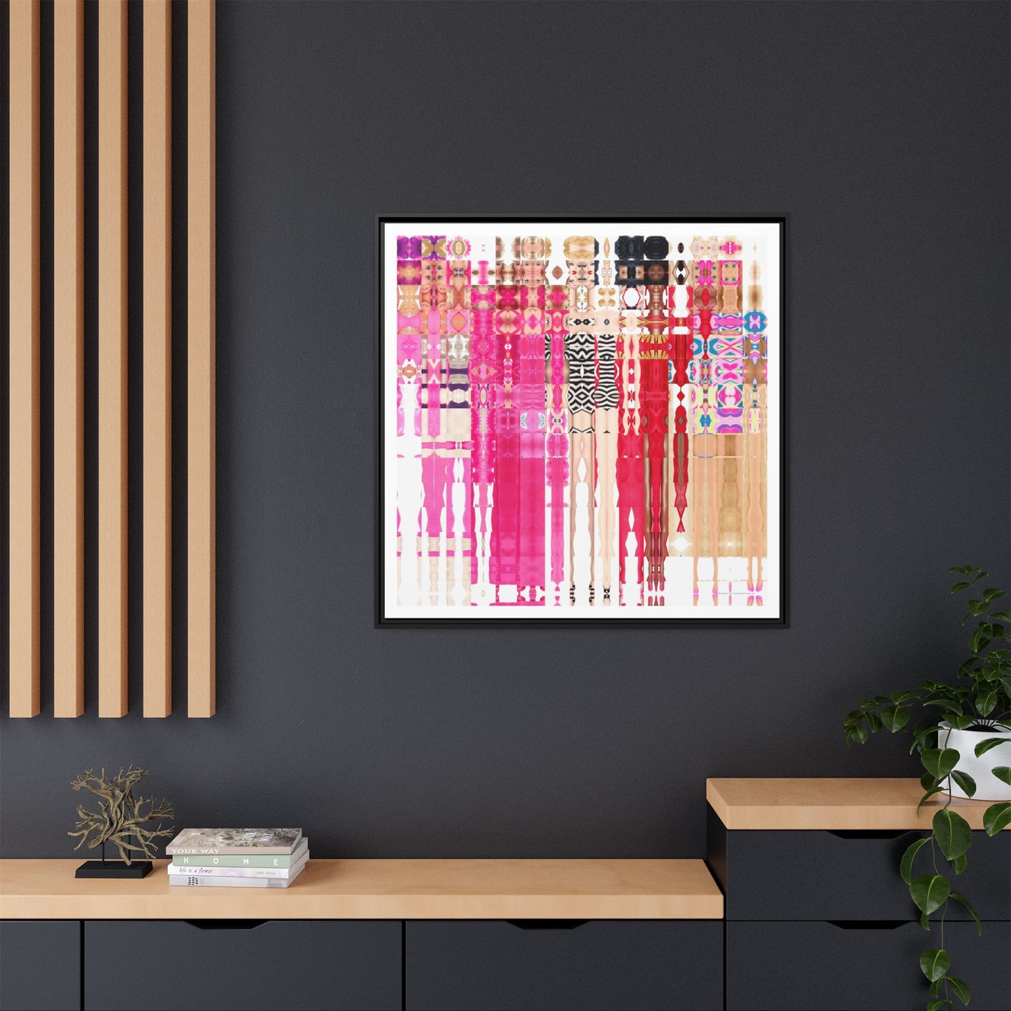 Iconic Dream Doll Fashion Fantasies Abstract Portrait Collage Art — Matte Canvas, Framed (Multi-color options)