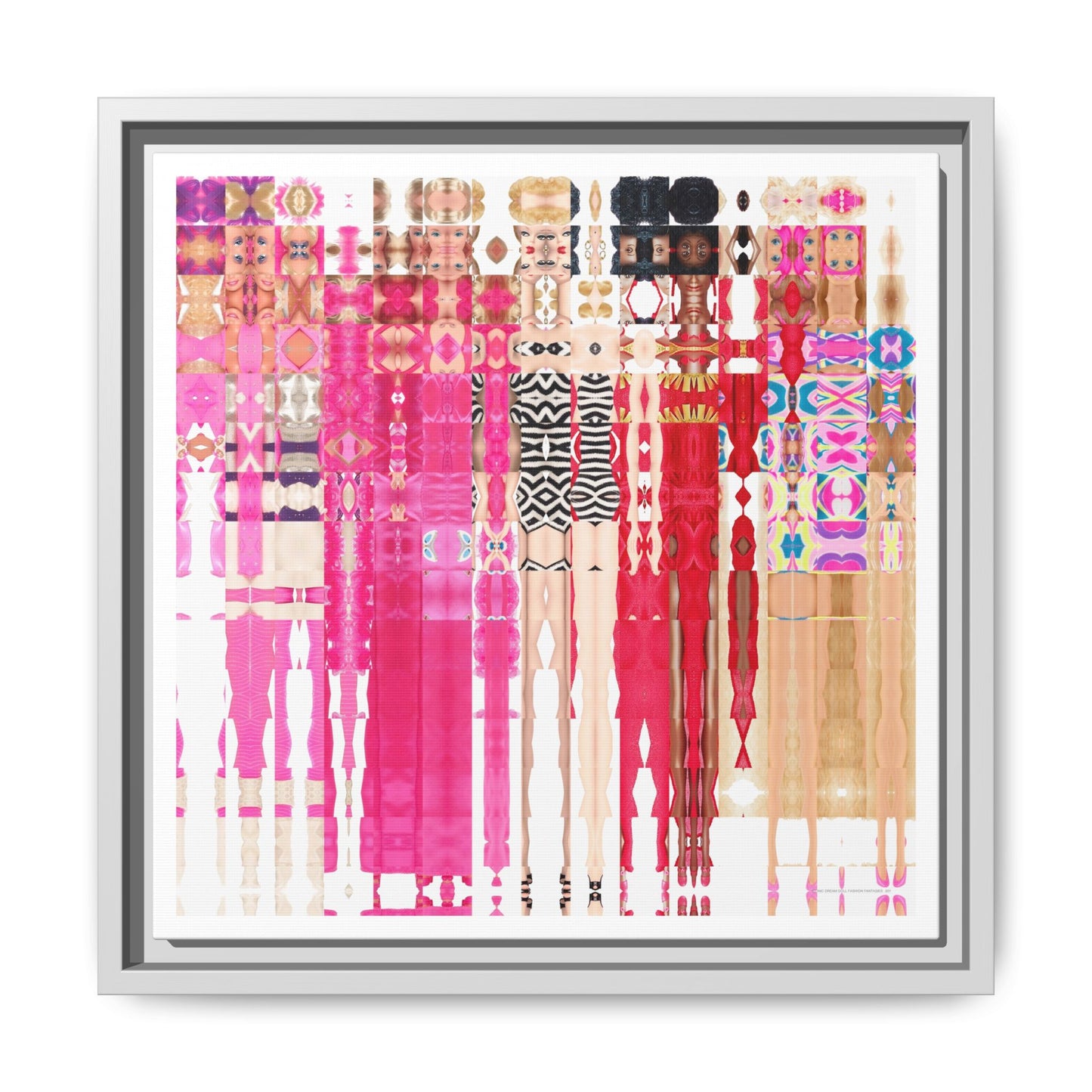 Iconic Dream Doll Fashion Fantasies Abstract Portrait Collage Art — Matte Canvas, Framed (Multi-color options)