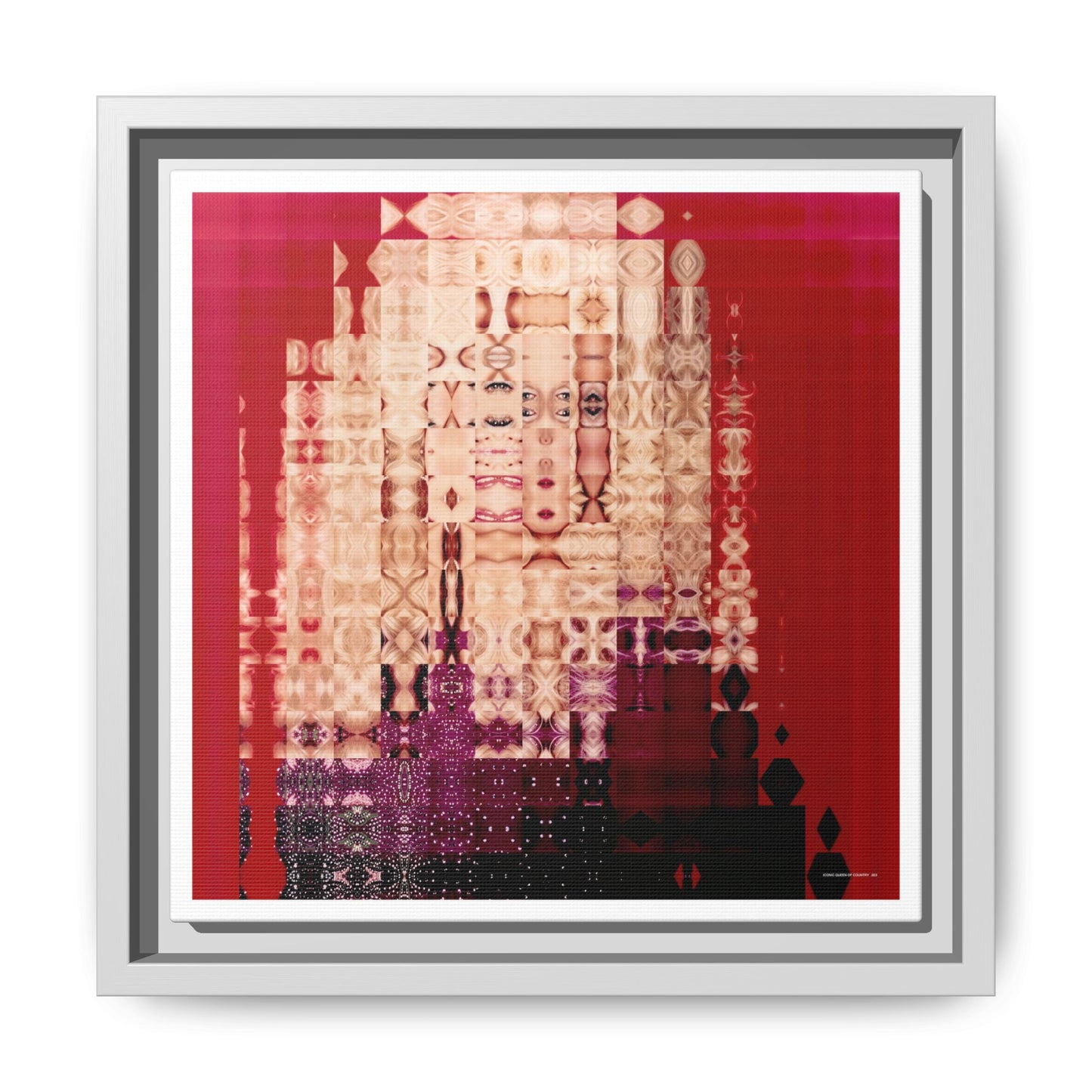 Iconic Queen of Country III, Dolly Abstract Portrait Collage Art — Matte Canvas, Framed (Multi-color options)