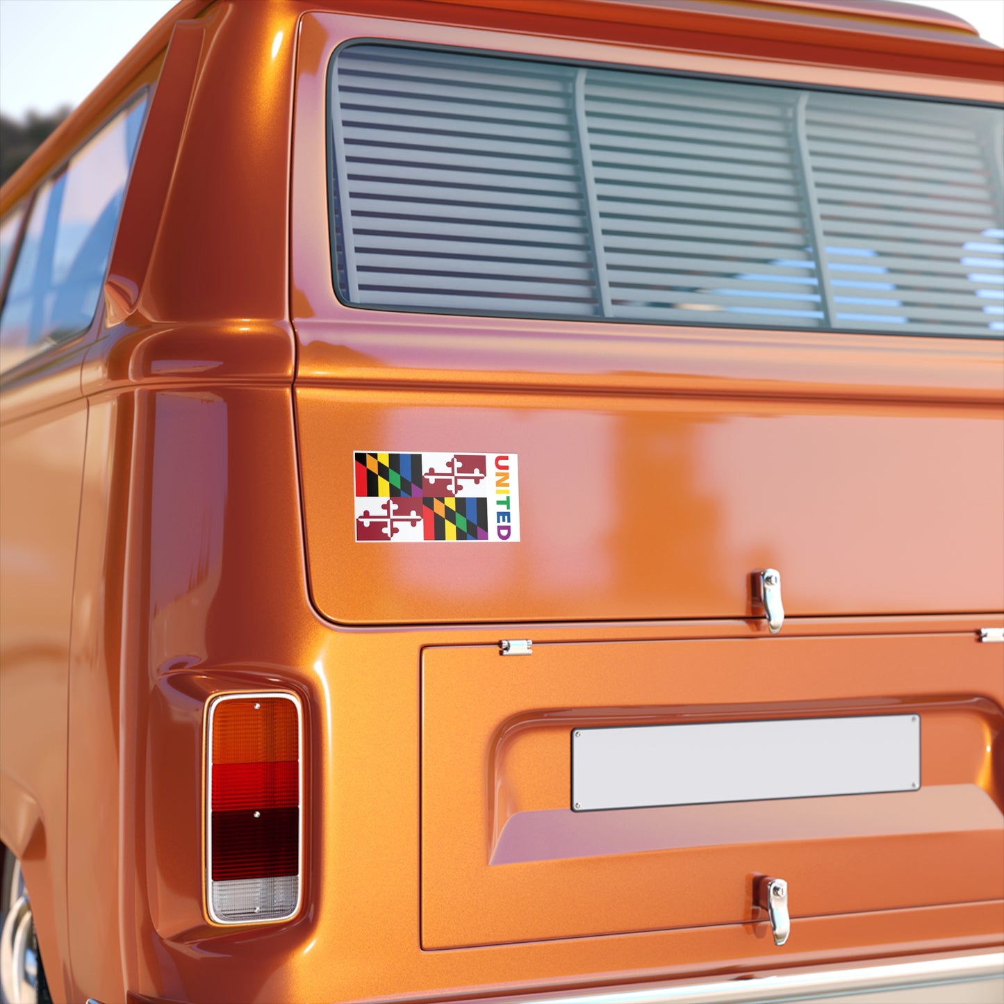 Maryland Rainbow Pride Flag "UNITED" Bumper Sticker