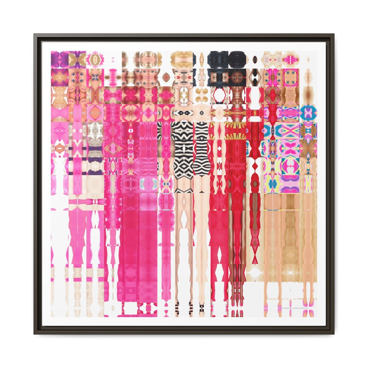 Iconic Dream Doll Fashion Fantasies Abstract Portrait Collage Art — Matte Canvas, Framed (Multi-color options)