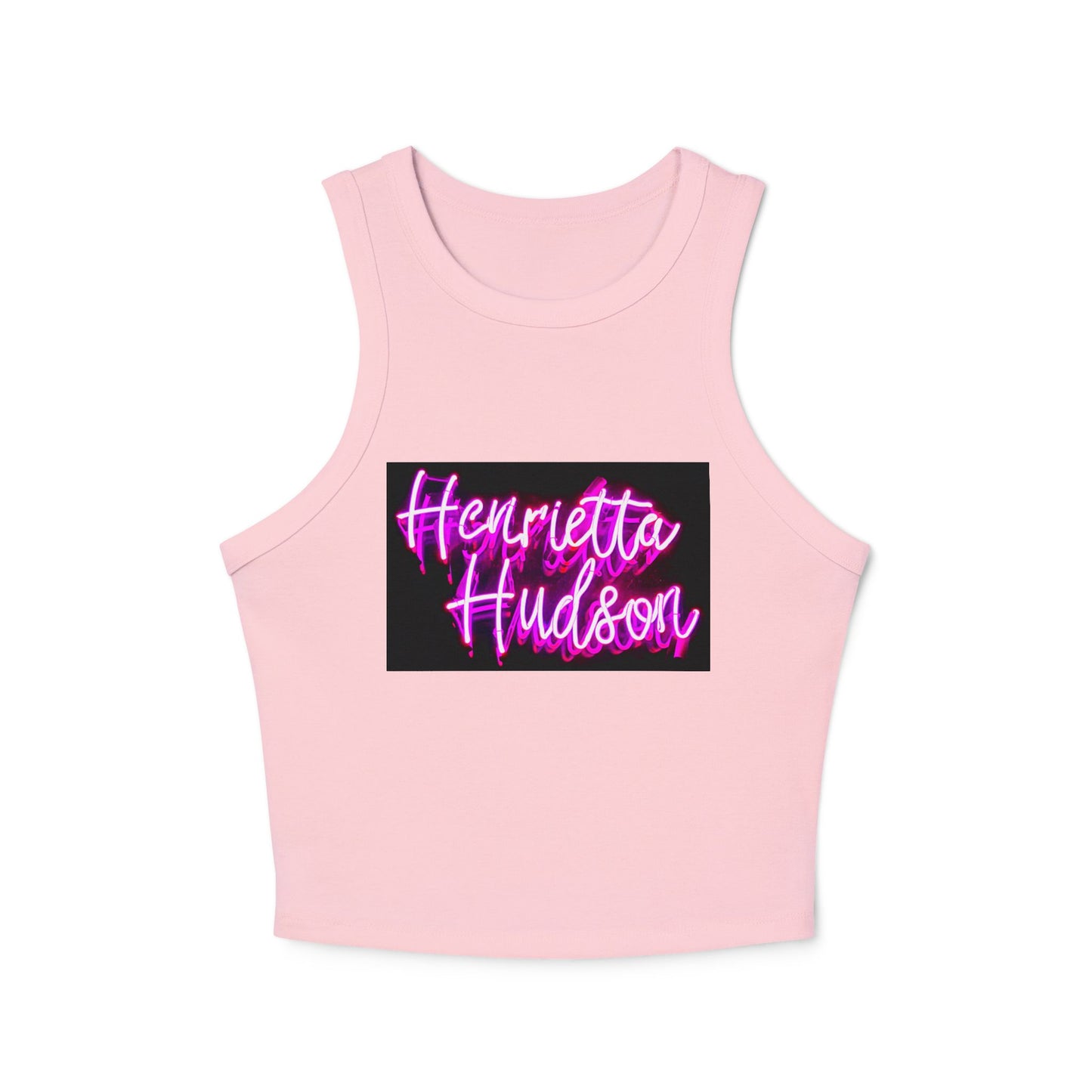 Henrietta Hudson Neon Sign Micro Rib Racer Tank Top - Black and Pink