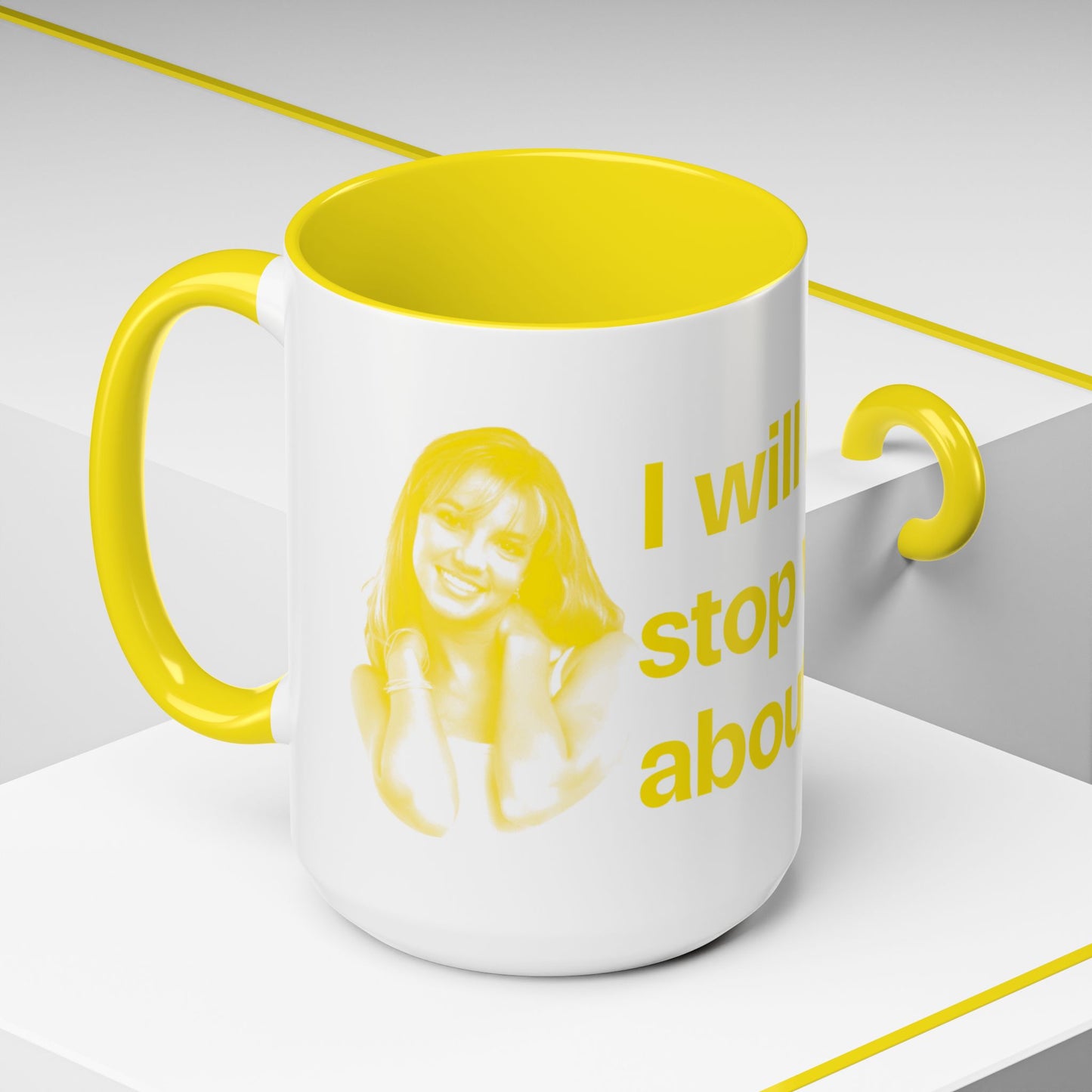 I will never stop worrying about Britney, Britney Spears, White with Yellow Accent Coffee Mug (11, 15oz)
