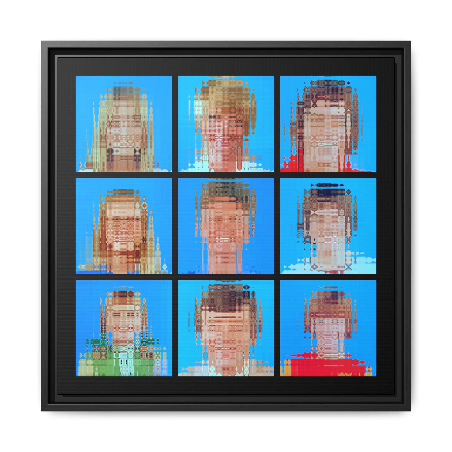 America’s Iconic Mid-Century TV Family Abstract Portrait Collage Art — Matte Canvas, Framed (Multi-color options)