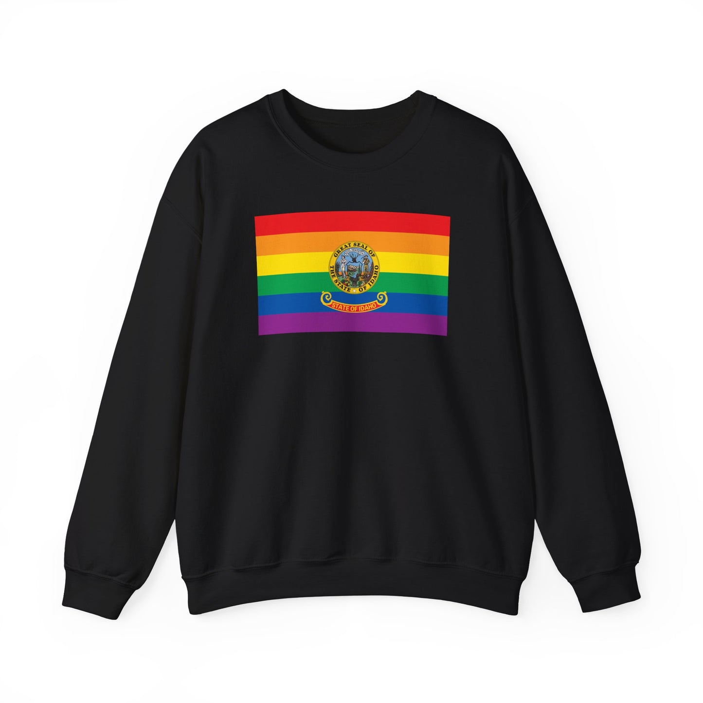 Idaho Rainbow Pride Flag Unisex Crewneck Sweatshirt—White, Black or Light Pink