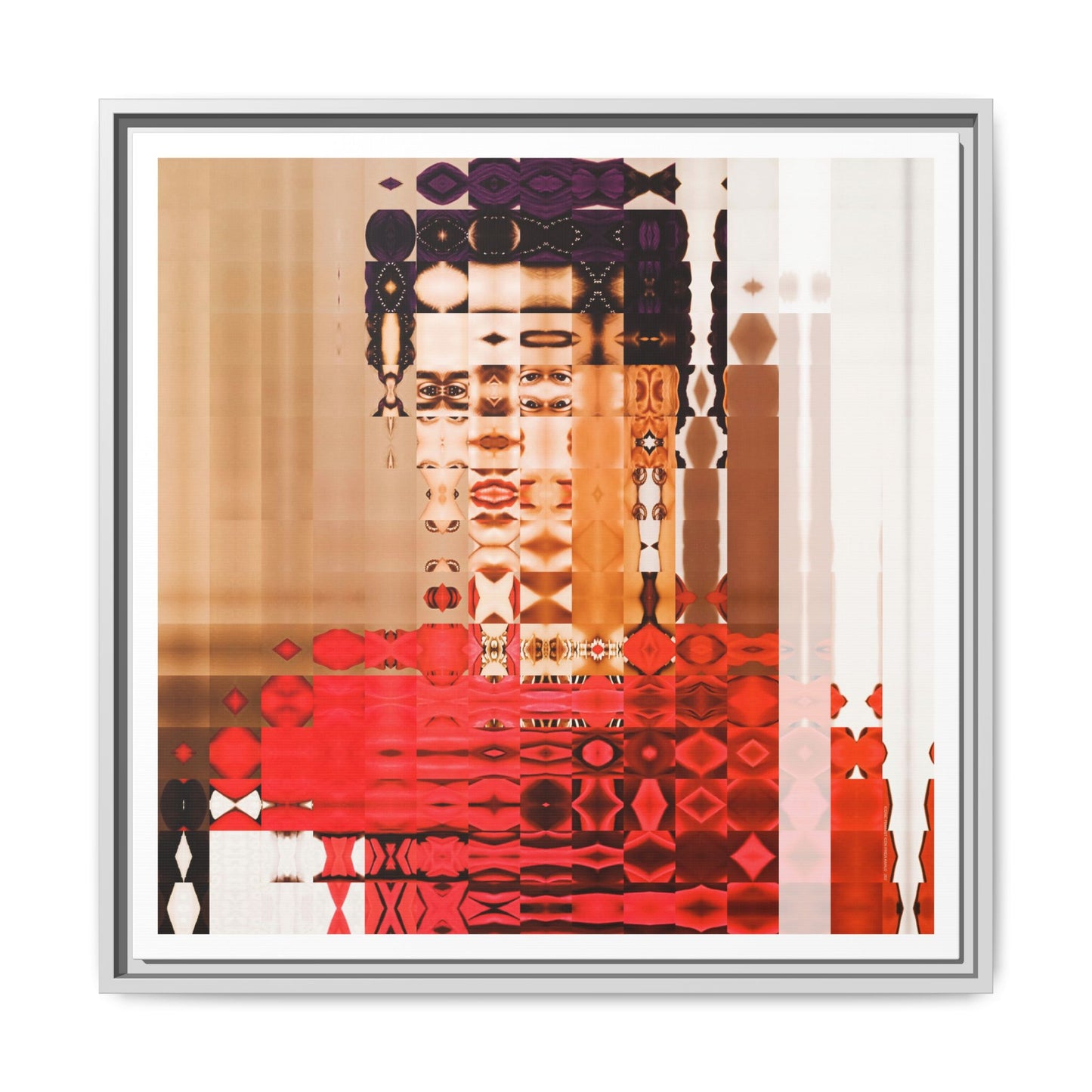 Iconic Feminist Artist Frida Kahlo 2 Abstract Portrait Collage Art — Matte Canvas, Framed (Multi-color options)