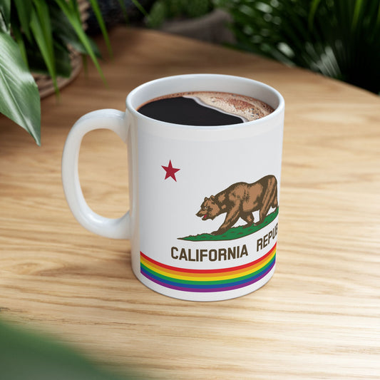 California Rainbow Pride Flag "UNITED" Ceramic Mug