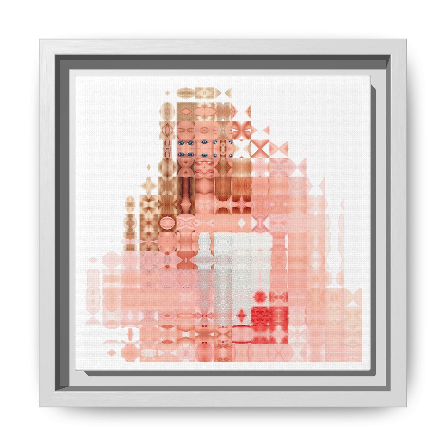 Peaches-&-Cream Fantasy Dream Doll Abstract Portrait Collage Art — Matte Canvas, Framed (Multi-color options)