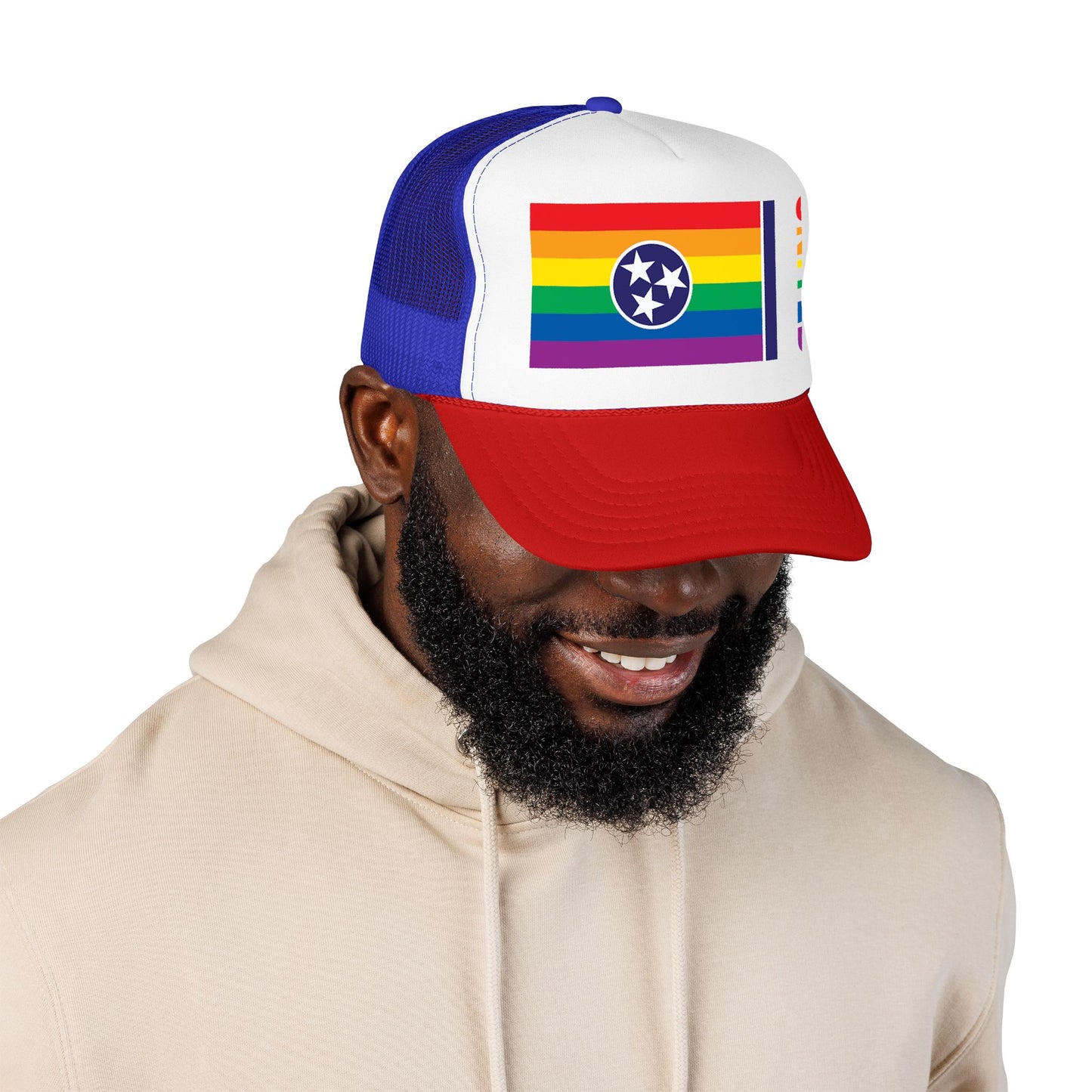 Tennessee Rainbow Pride Flag "UNITED" Printed Foam Trucker Hat, Several Color Options