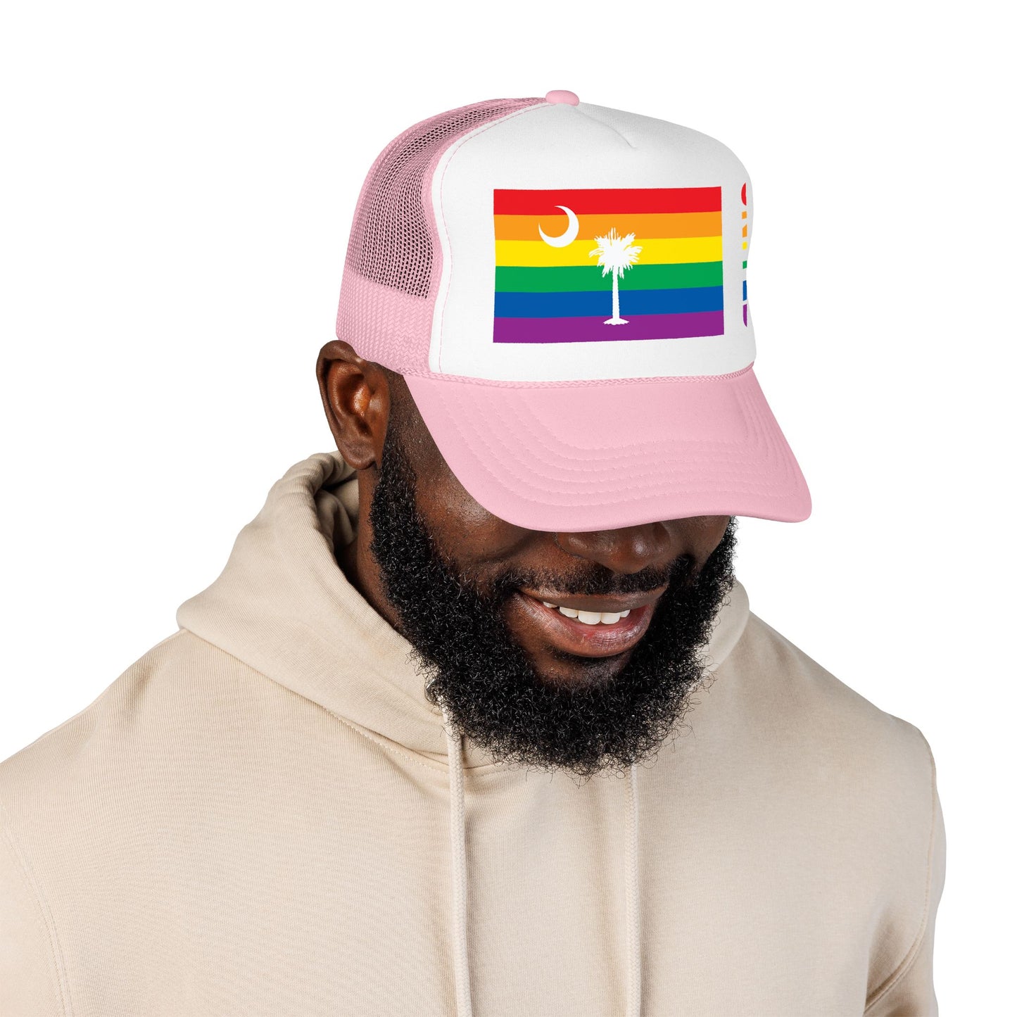 South Carolina Rainbow Pride Flag "UNITED" Printed Foam Trucker Hat, Several Color Options