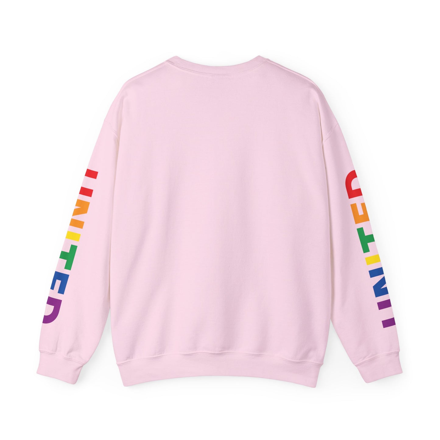 Alabama Rainbow Pride Flag, "UNITED" Rainbow Printed Sleeve Design, Unisex Crewneck Sweatshirt