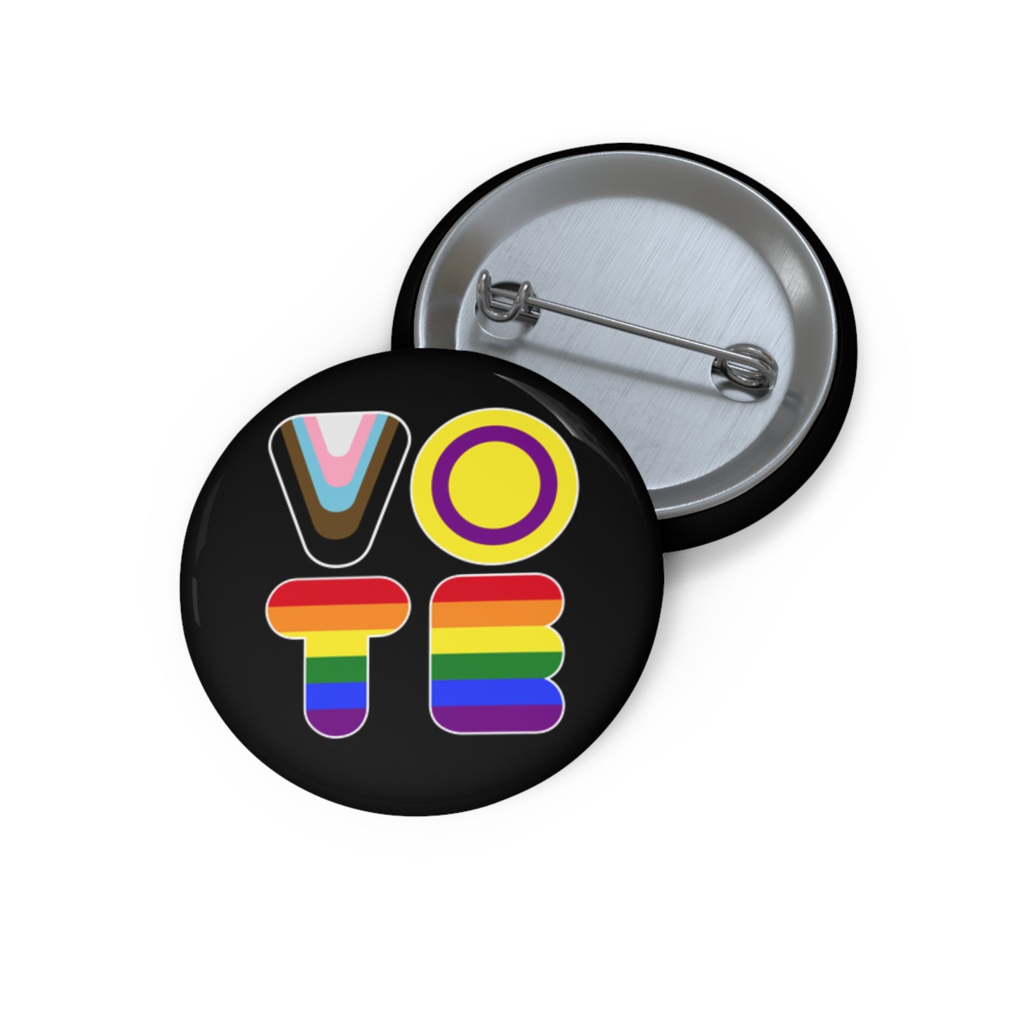 VOTE Progress Pride Colors, LGBTQIA+ Activism Pin Button