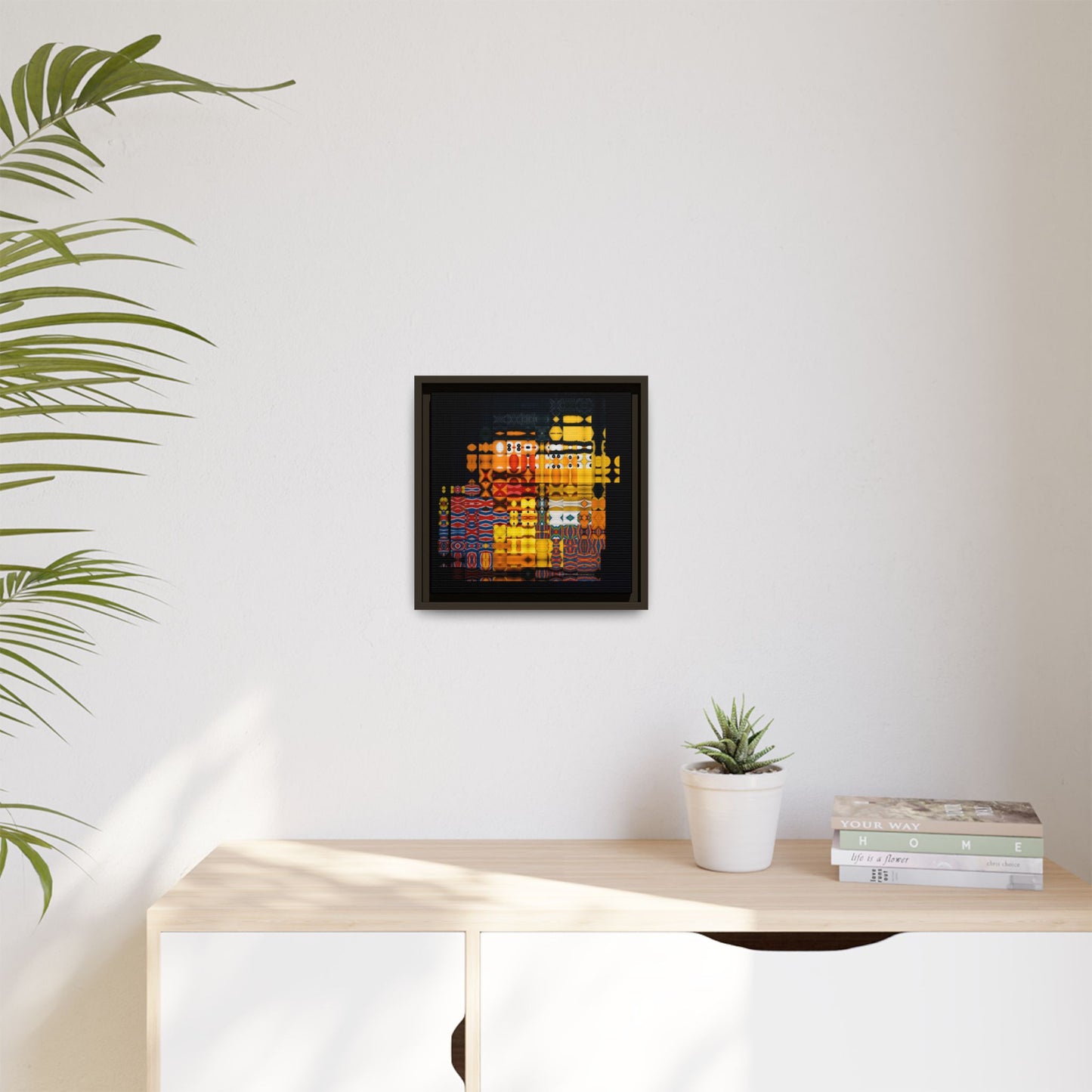Iconic Domestic Partners in Plain Sight: Bert, Ernie, and Rubber Ducky Abstract Portrait Collage Art — Matte Canvas, Framed (Multi-color options)