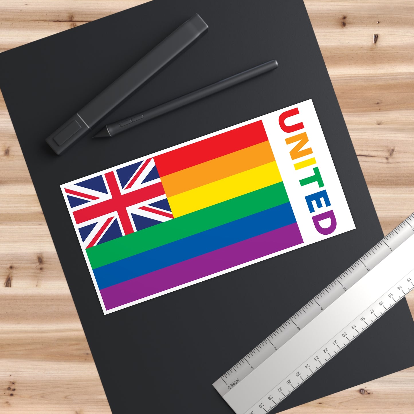 Hawai'i Rainbow Pride Flag "UNITED" Bumper Sticker