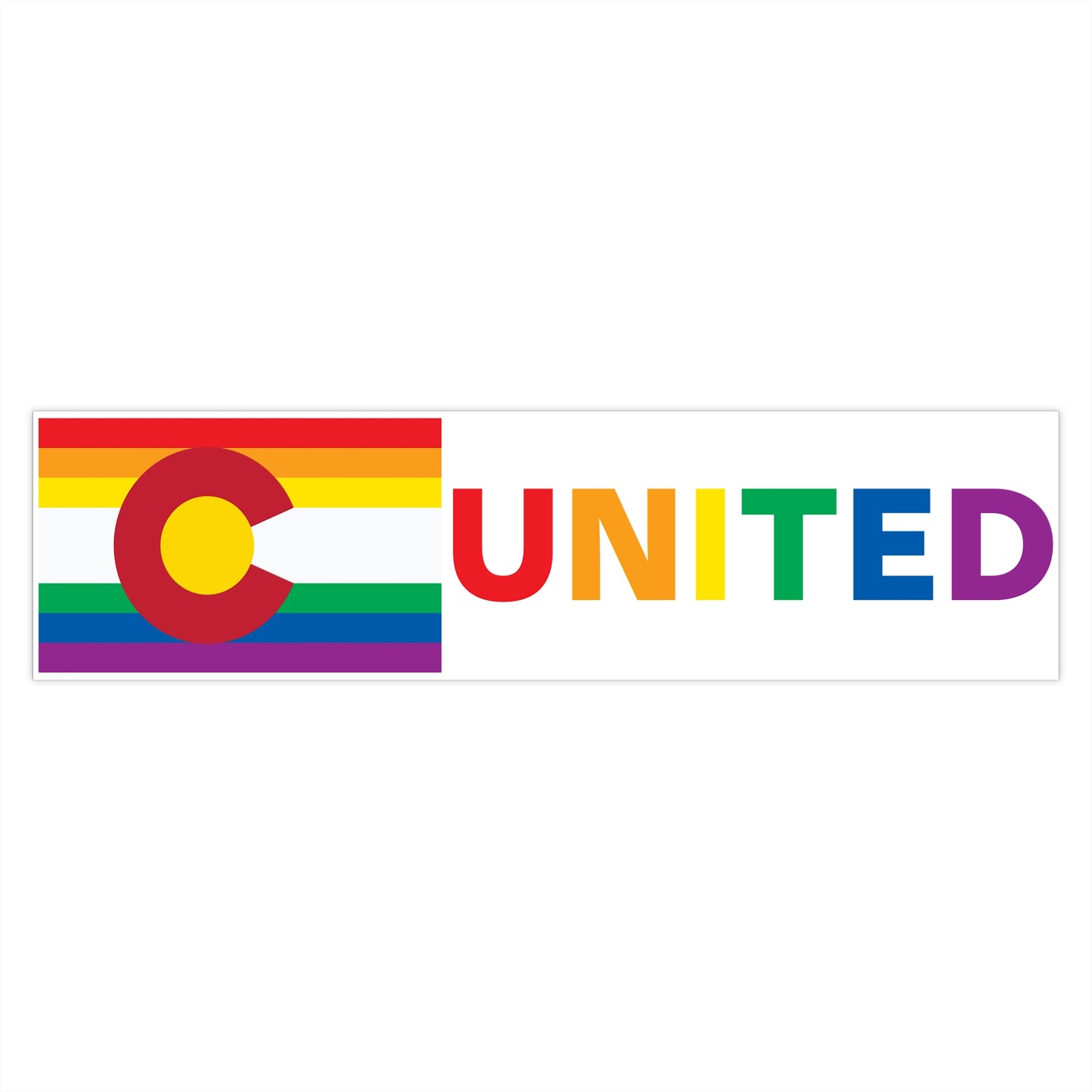 Colorado Rainbow Pride Flag "UNITED" Bumper Sticker