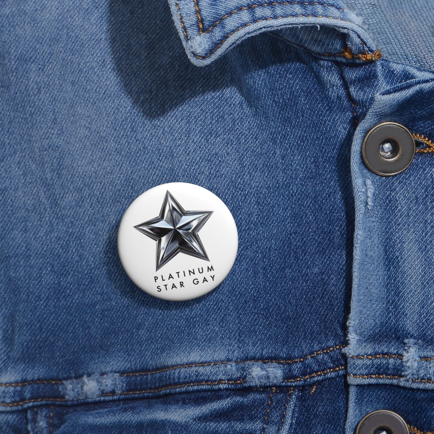 Platinum Star Gay Pin Button