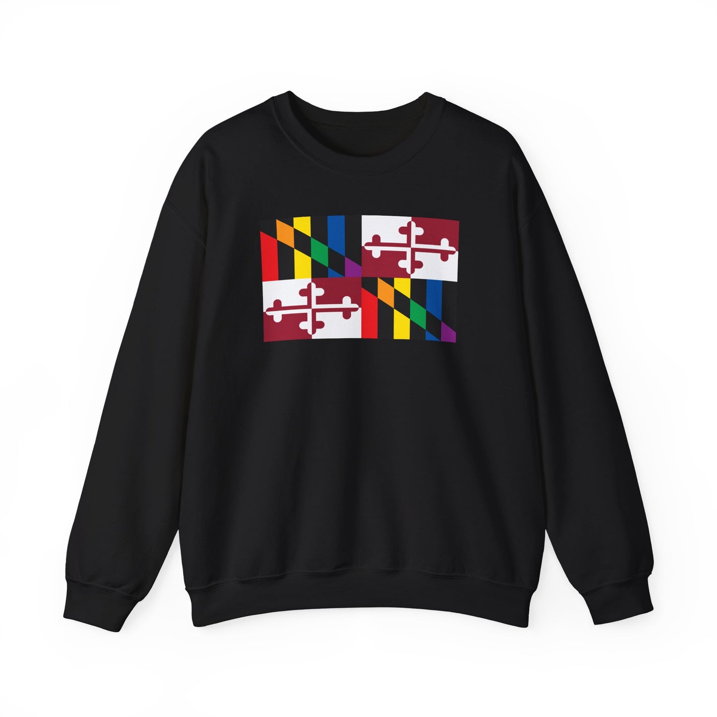 Maryland Rainbow Pride Flag Unisex Crewneck Sweatshirt—White, Black or Light Pink