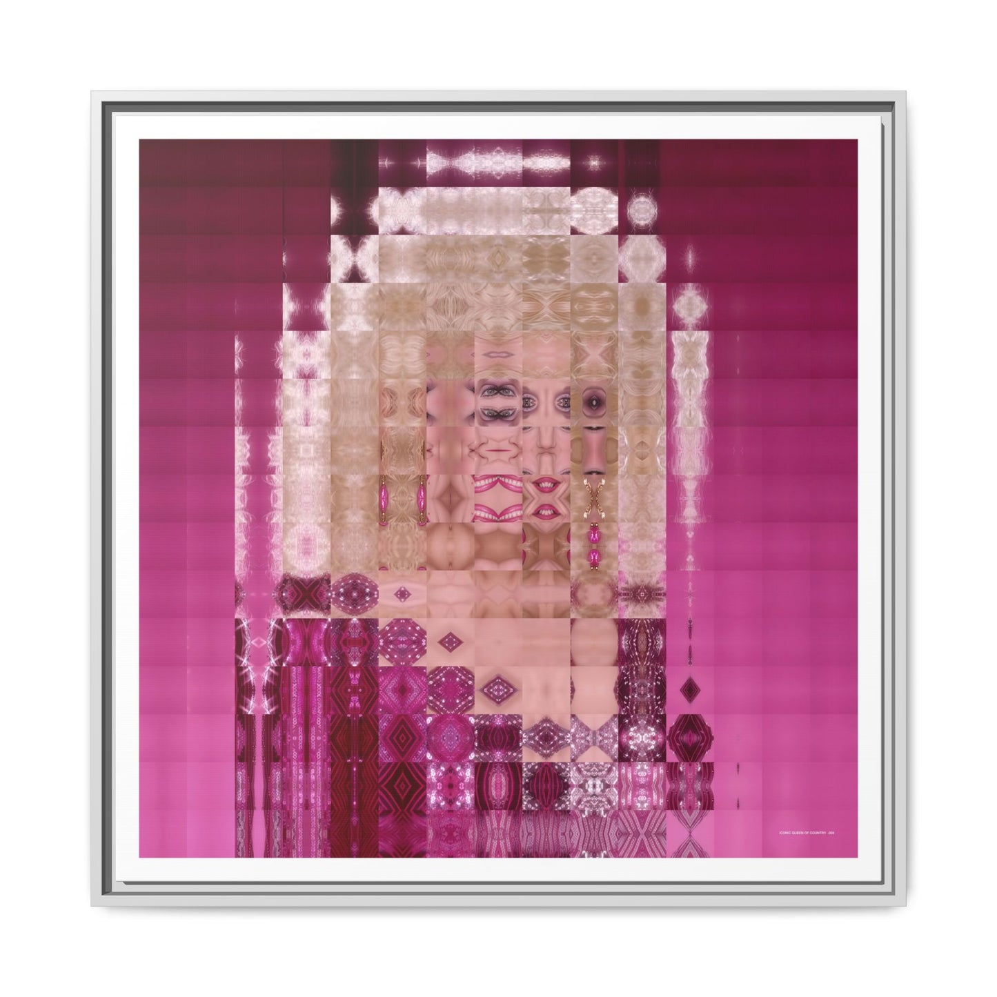 Iconic Queen of Country IV, Dolly Abstract Portrait Collage Art — Matte Canvas, Framed (Multi-color options)