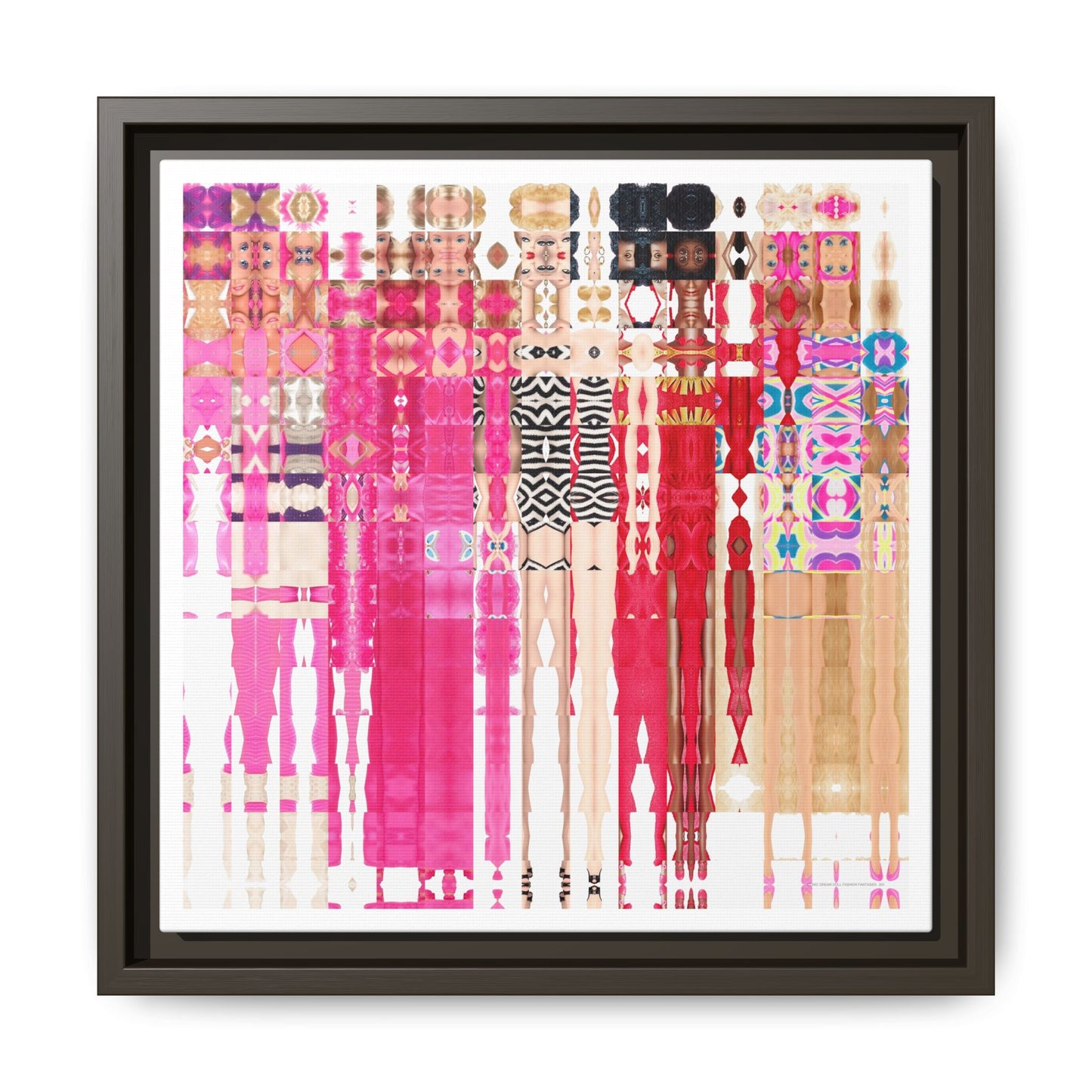 Iconic Dream Doll Fashion Fantasies Abstract Portrait Collage Art — Matte Canvas, Framed (Multi-color options)