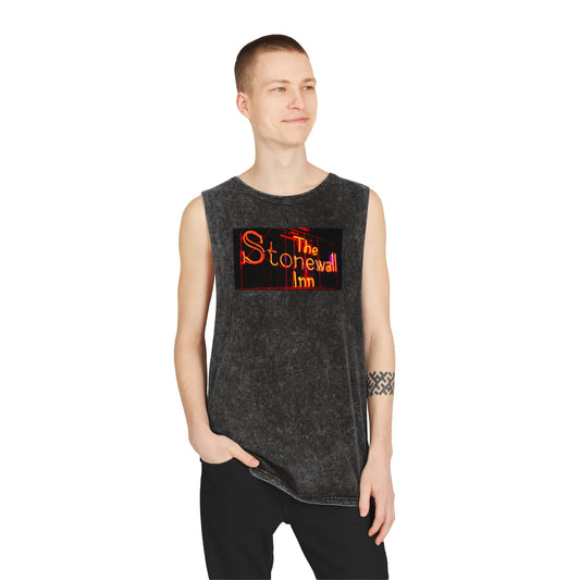 Stonewall Inn Neon Tank Top -  Black Stonewash Deco