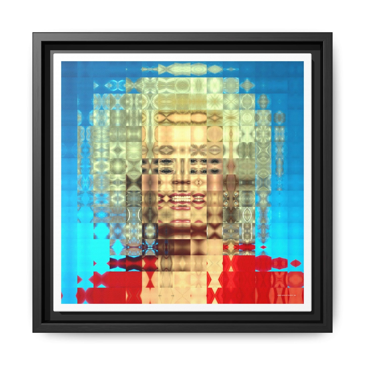 Iconic Queen of Country V, Dolly Abstract Portrait Collage Art — Matte Canvas, Framed (Multi-color options)