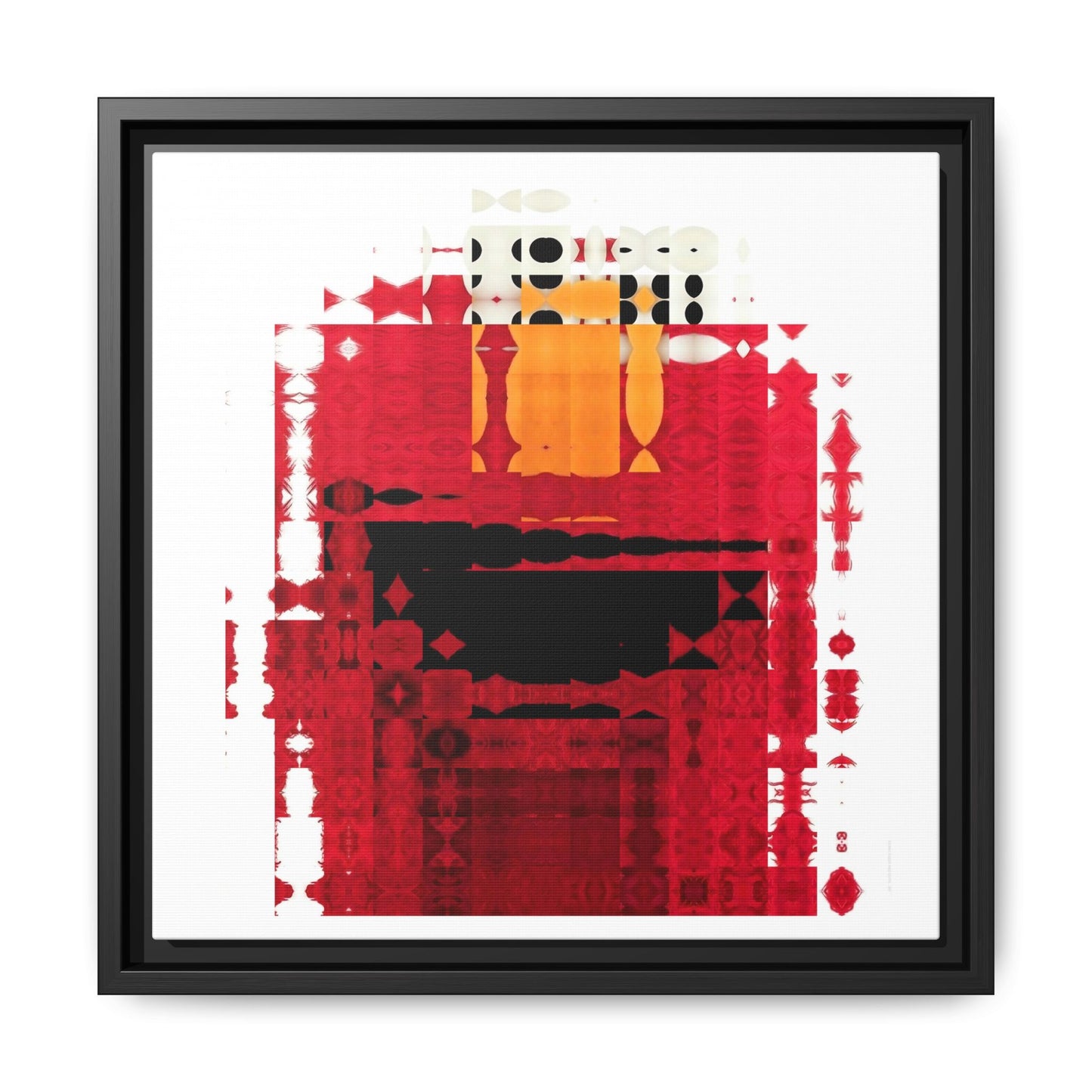 Iconic Fuzzy Red Cutie Monster from the Street Abstract Portrait Collage Art — Matte Canvas, Framed (Multi-color options)