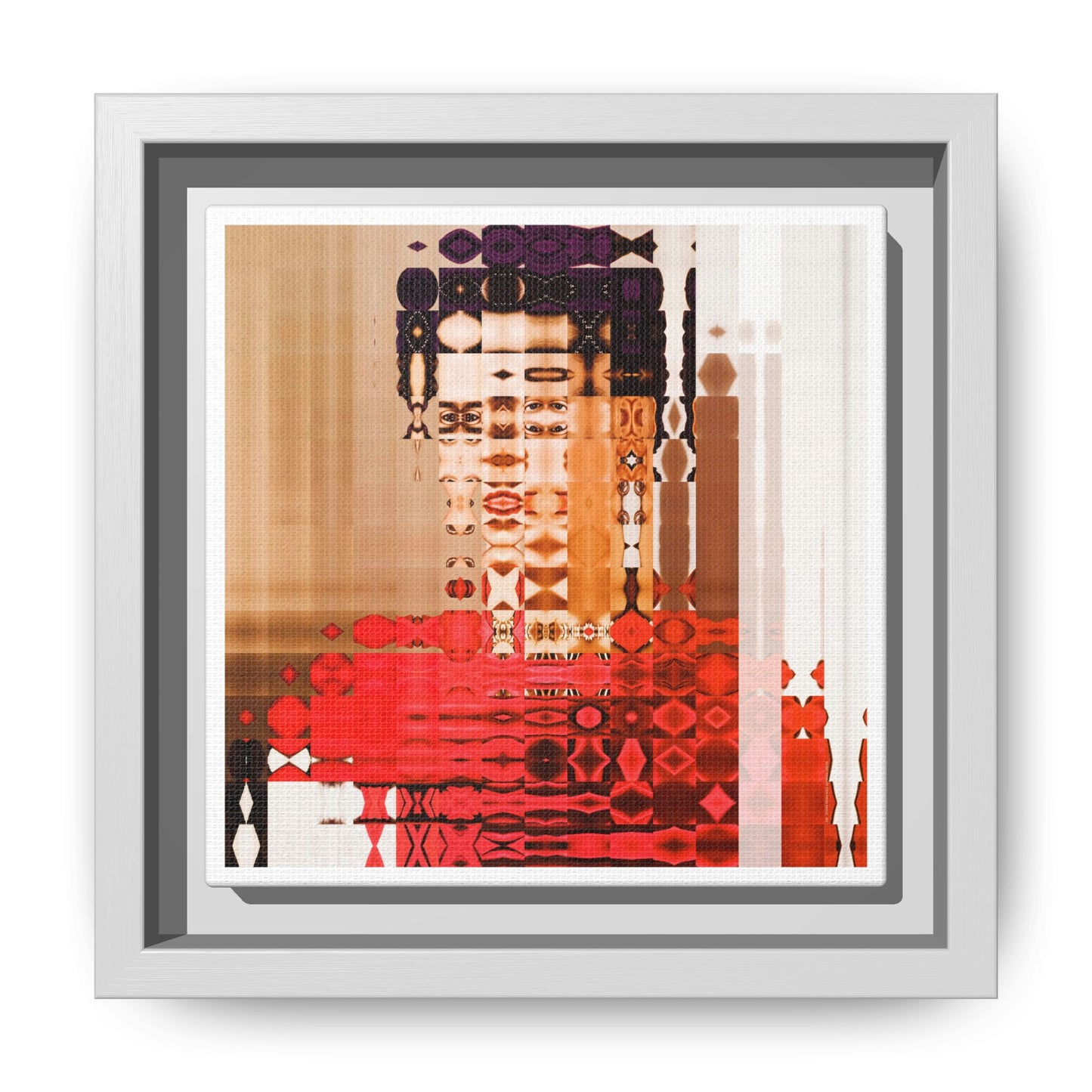 Iconic Feminist Artist Frida Kahlo 2 Abstract Portrait Collage Art — Matte Canvas, Framed (Multi-color options)