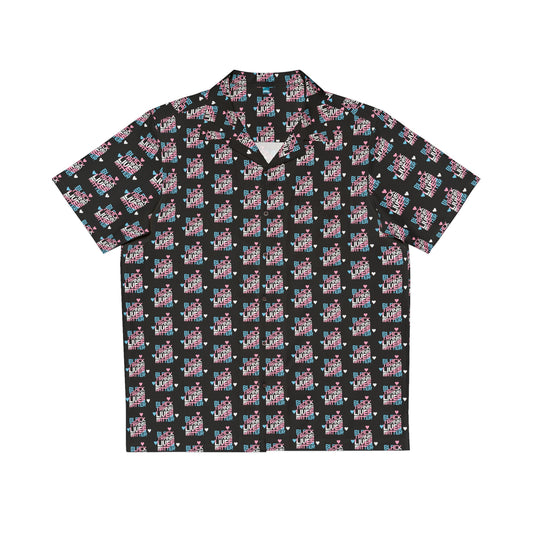BLACK TRANS LIVES MATTER Retro Hawaiian Shirt Style - San Francisco Tenderloin Deco on Black