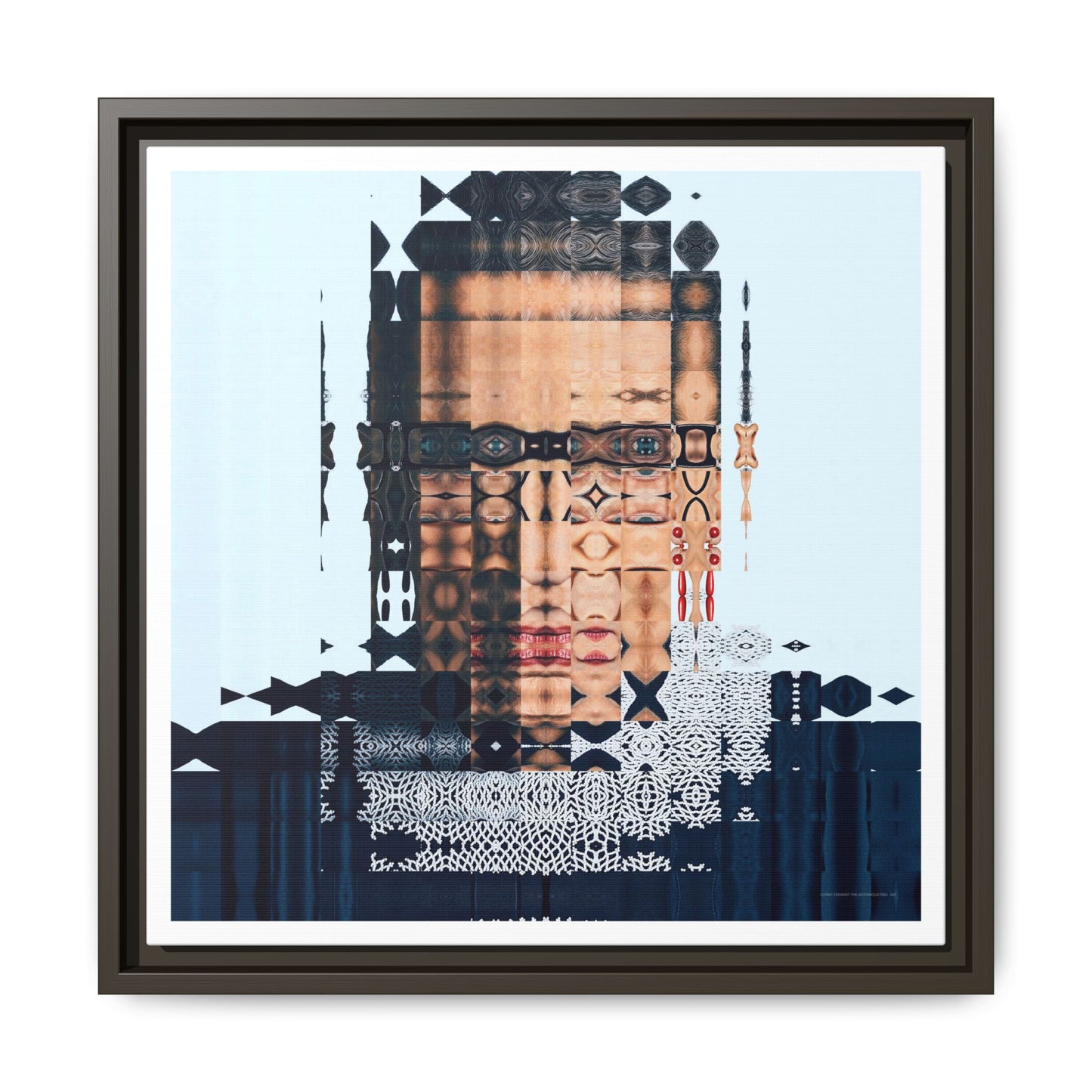 Iconic Feminist, The Notorious RBG, Ruth Bader Ginsburg Abstract Portrait Collage Art — Matte Canvas, Framed (Multi-color options)