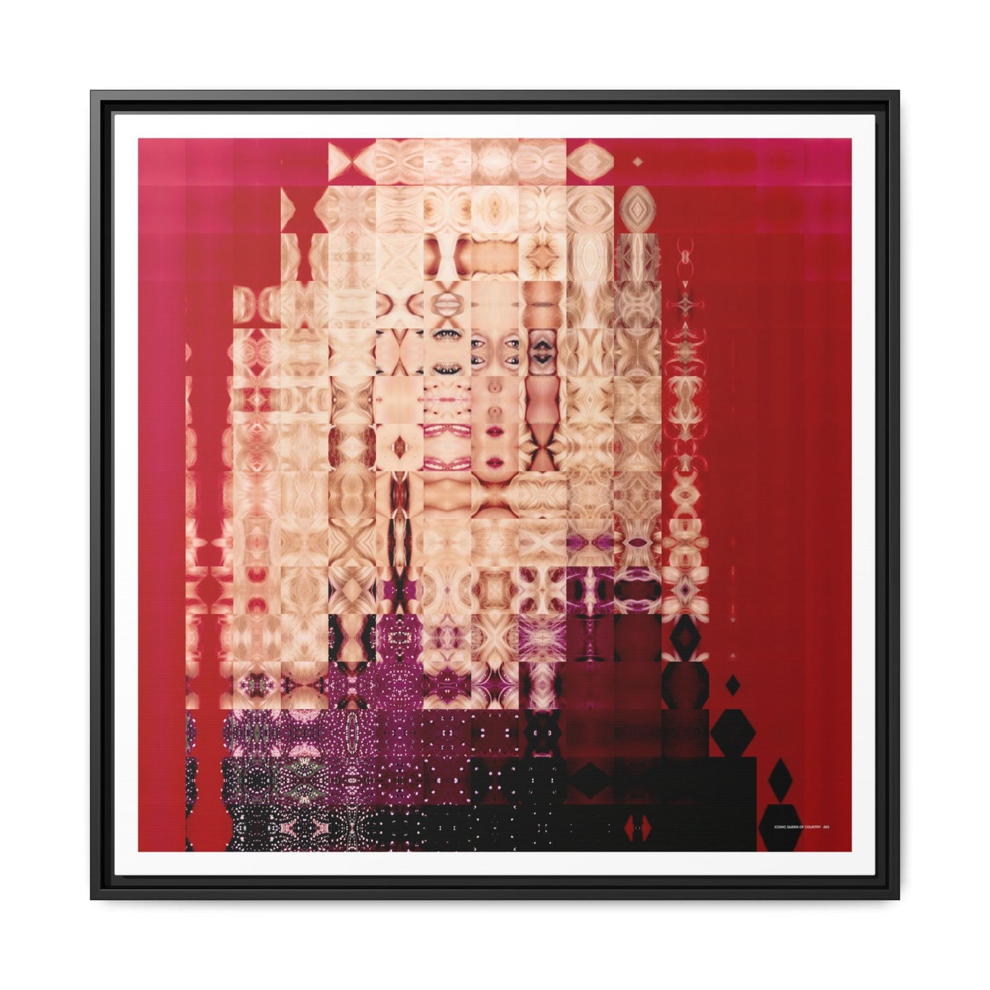 Iconic Queen of Country III, Dolly Abstract Portrait Collage Art — Matte Canvas, Framed (Multi-color options)