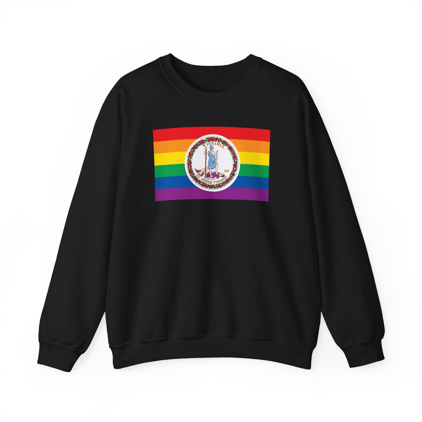 Virginia Rainbow Pride Flag Unisex Crewneck Sweatshirt—White, Black or Light Pink