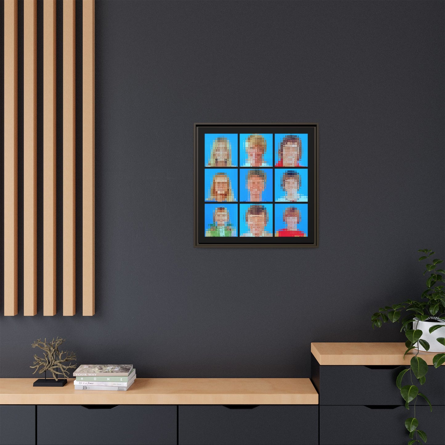 America's Iconic Mid-Century TV Family, Abstract Portrait Collage Art — Matte Canvas, Framed (Multi-color options)