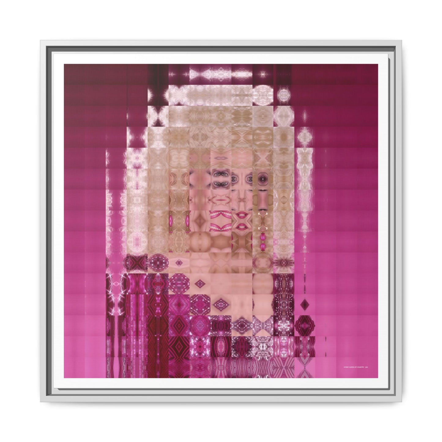 Iconic Queen of Country IV, Dolly Abstract Portrait Collage Art — Matte Canvas, Framed (Multi-color options)